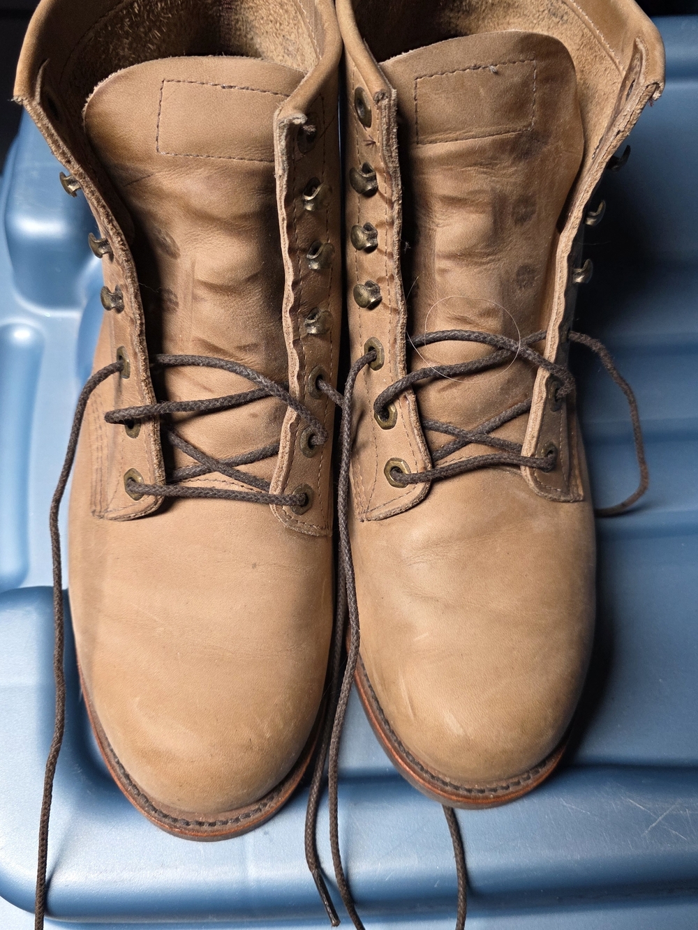 Chippewa Brown Leather Lace-Up Work Boots